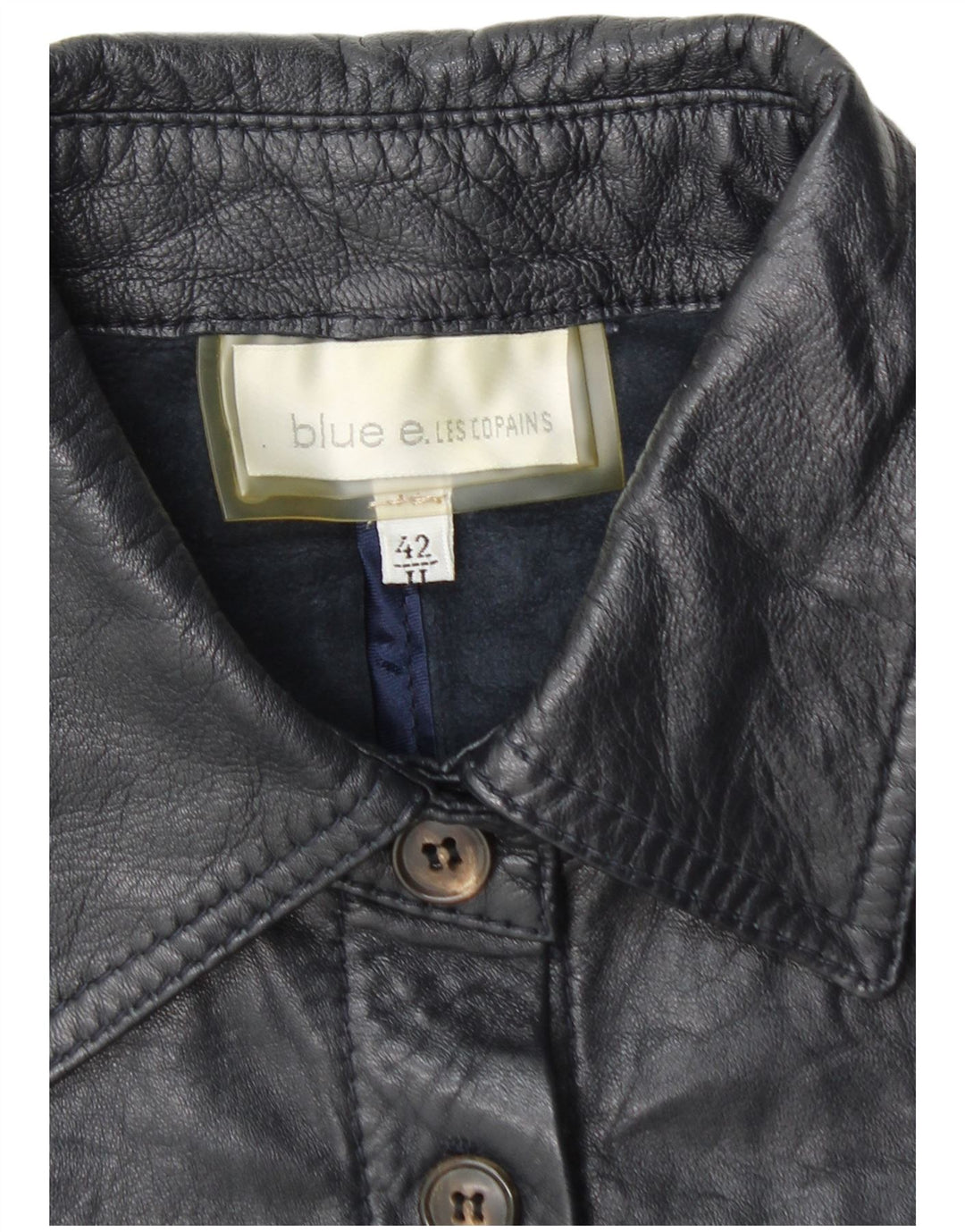 Les Copains Женская кожаная куртка с рукавом 3/4 IT 42 Medium Navy Blue Leather