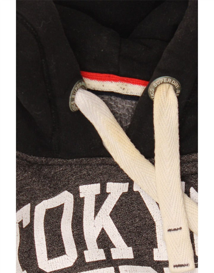 SUPERDRY Мужской легкоатлетический джемпер с капюшоном и графическим рисунком, большой серый с цветными блоками