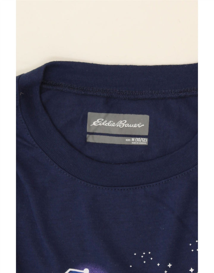 EDDIE BAUER Boys Graphic T-Shirt Top 10-11 Years Medium Navy Blue Vintage Eddie Bauer and Second-Hand Eddie Bauer from Messina Hembry 