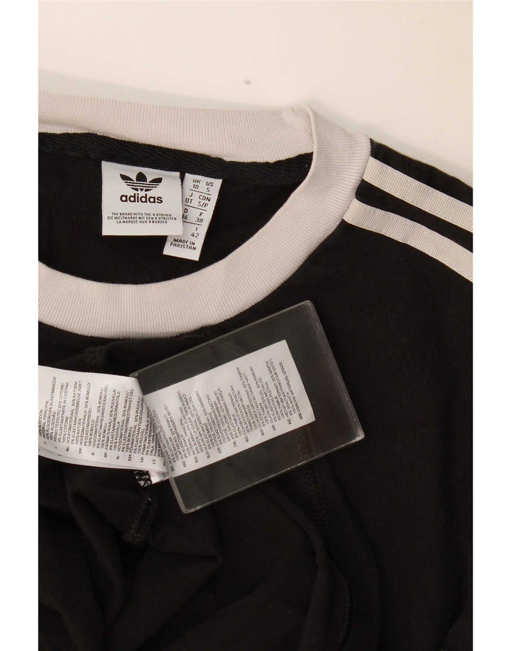 Женский топ Adidas с длинным рукавом UK 10, маленький черный хлопок