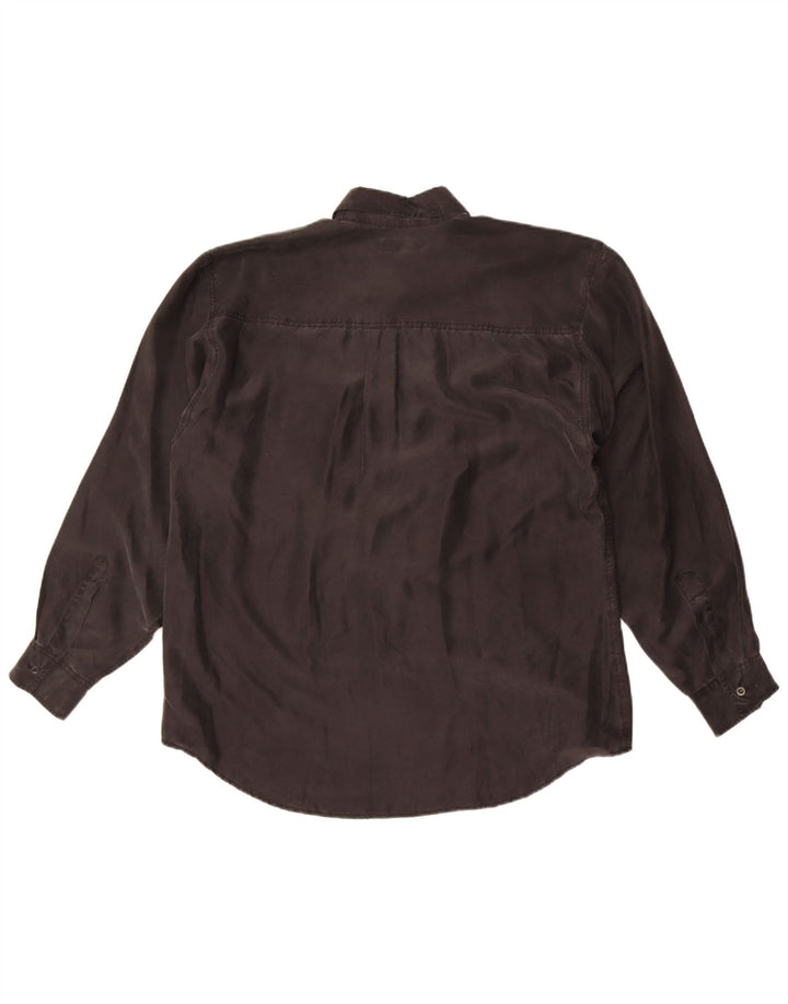 Винтажная Мужская Рубашка Большая Черная Шелковая