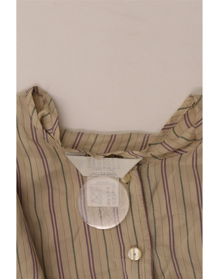 Женская блузка-пуловер Marella UK 12, средний бежевый, в полоску, шелк