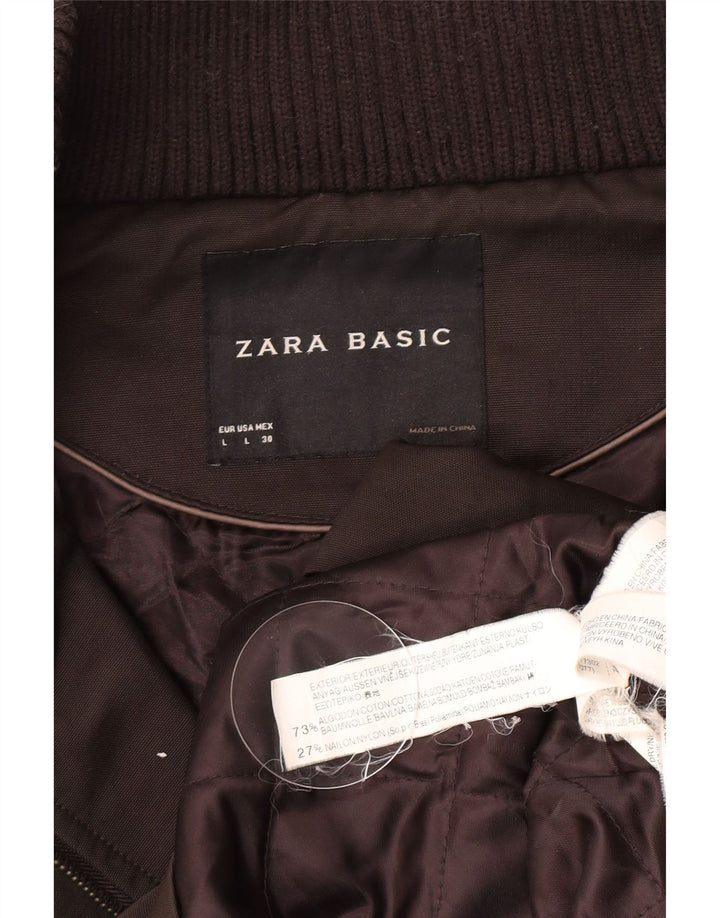 Женская ветровка Zara UK 14, большая коричневая хлопковая куртка