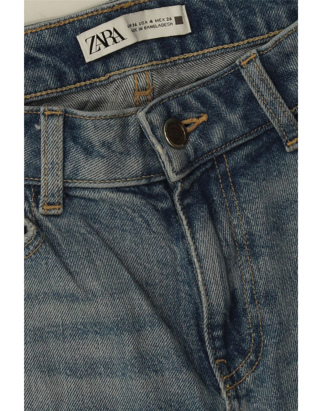 Женские потертые узкие джинсы Zara EU 36 XS W26 L28 синие
