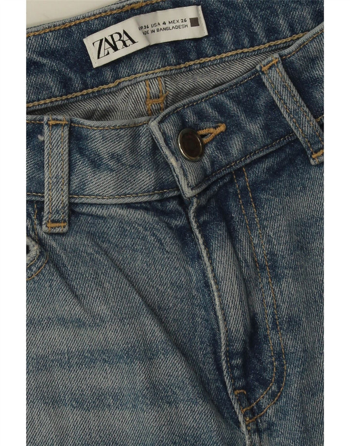 Женские потертые узкие джинсы Zara EU 36 XS W26 L28 синие
