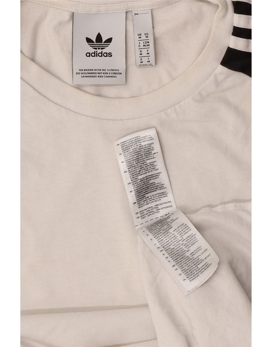 Мужская футболка Adidas Top среднего размера из хлопка с цветными блоками белого цвета