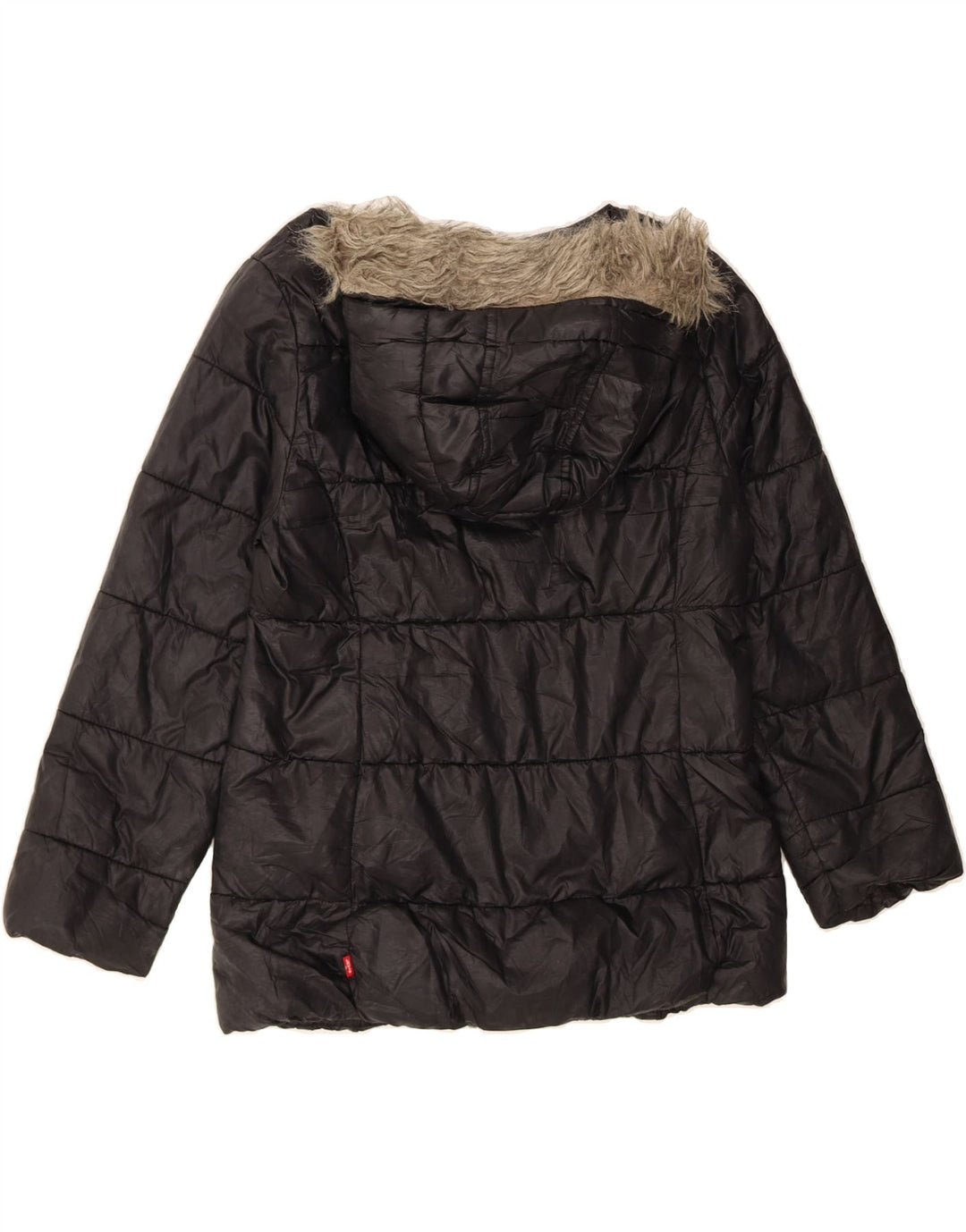 LEVI'S Girls Hooded Padded Jacket 11-12 Years Black Polyester Vintage Levi's and Second-Hand Levi's from Messina Hembry 