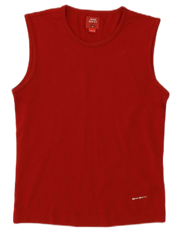 MISS SIXTY Womens Crop Vest Top UK 12 Medium Red Tactel