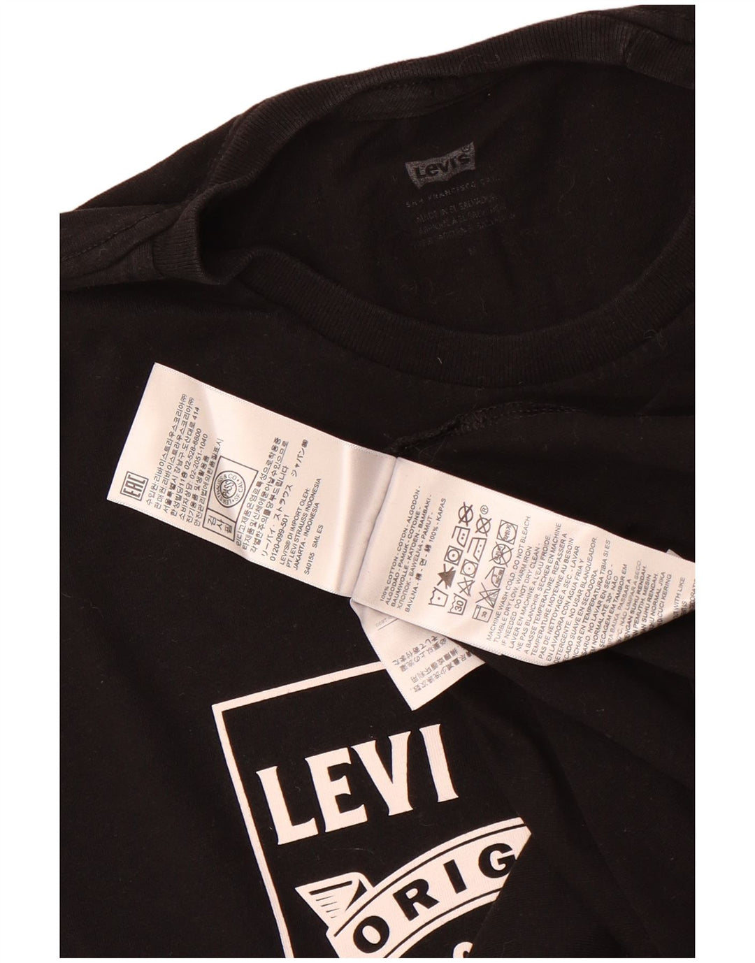 Мужская футболка с рисунком Levi's, верх среднего размера, черный хлопок, хлопок
