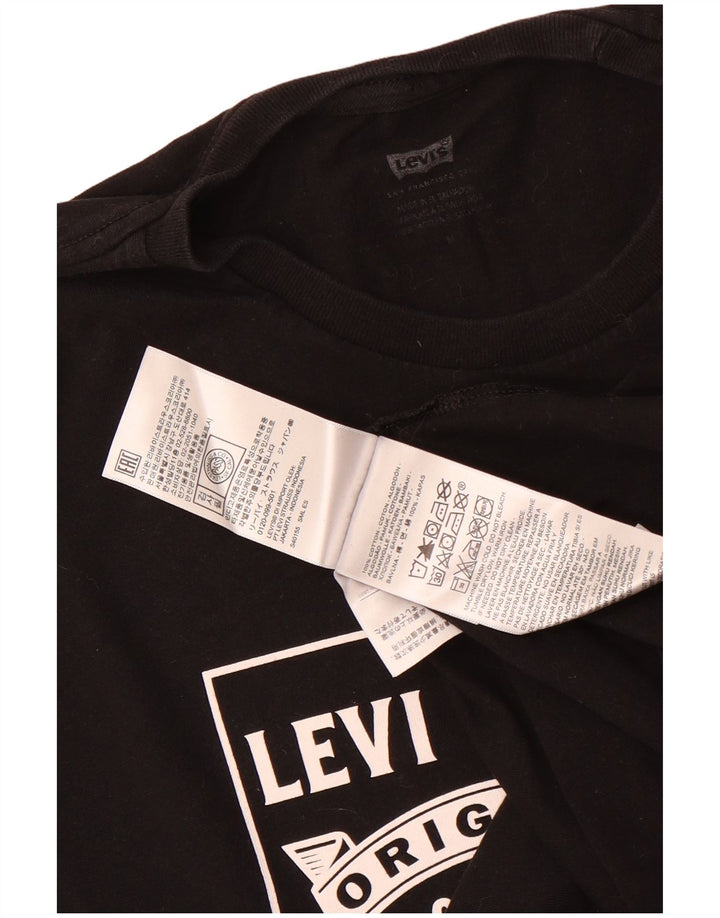 Мужская футболка с рисунком Levi's, верх среднего размера, черный хлопок, хлопок