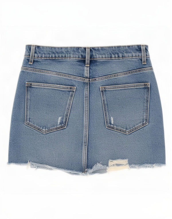Женская джинсовая мини-юбка с эффектом потертости Zara XS W24, синяя, хлопок