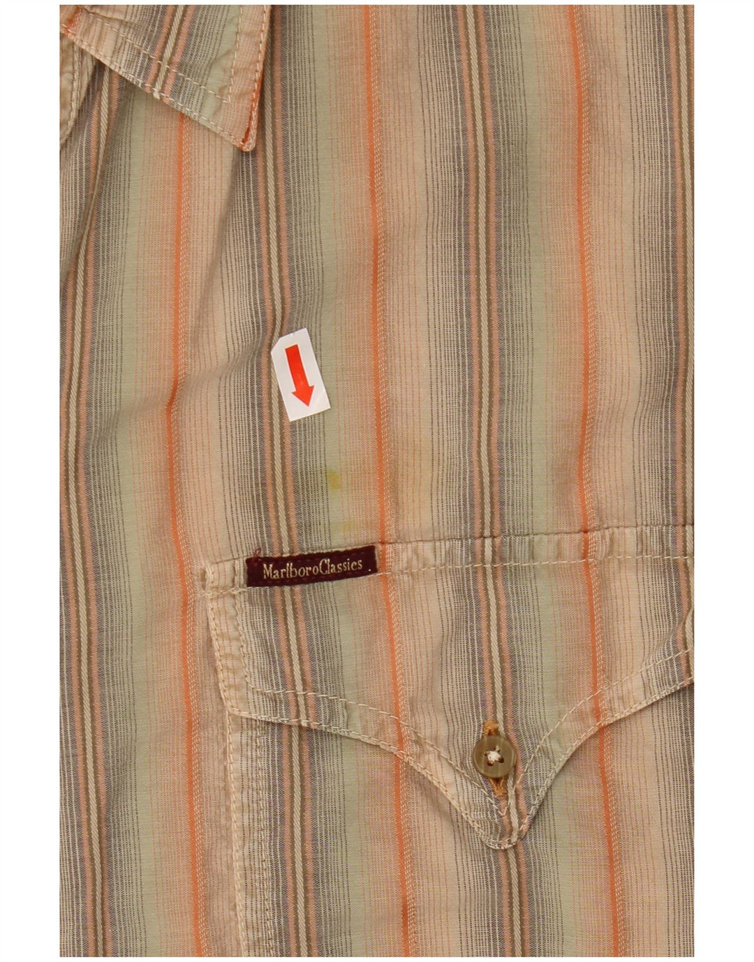 MARLBORO CLASSICS Мужская рубашка с коротким рукавом 2XL, хлопок в разноцветную полоску