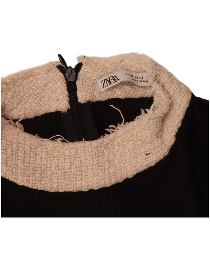 Женская блузка Zara Top UK 10, маленькая черная, полиэстер с цветными блоками