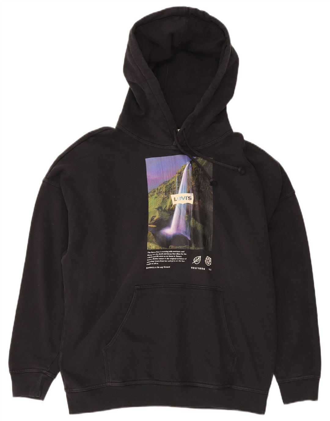 Мужской джемпер с капюшоном свободного кроя LEVI'S, маленький черный, хлопковый