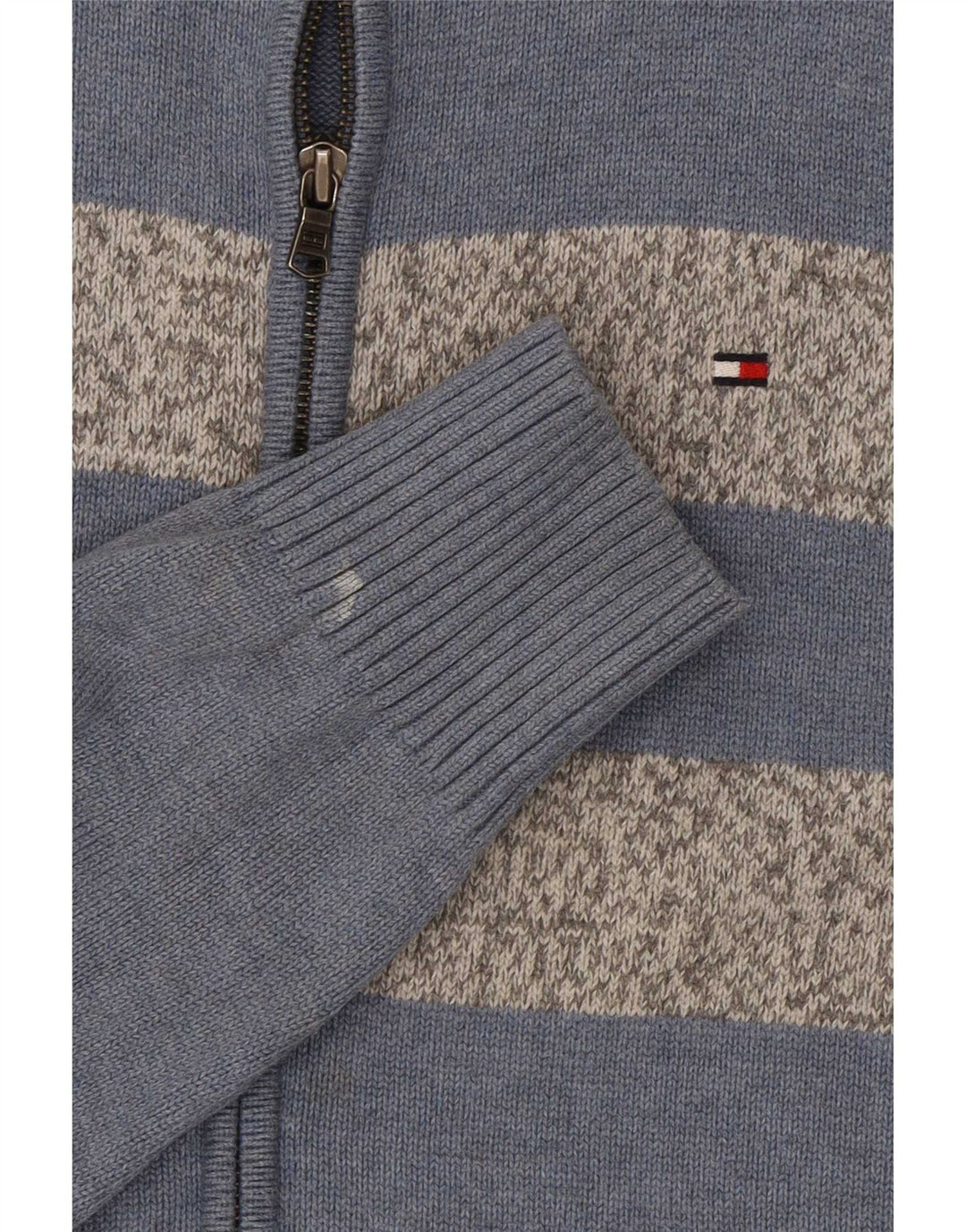 Мужской кардиган Tommy Hilfiger, хлопковый свитер среднего синего цвета с цветными блоками