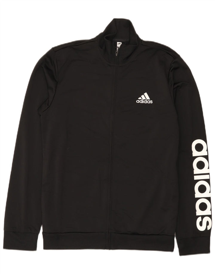 Мужская верхняя куртка Adidas с графическим принтом, Великобритания 38/40, средний черный полиэстер