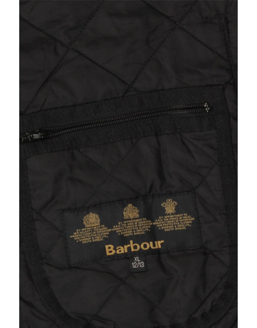 Barbour Стеганая стеганая куртка для мальчиков 12-13 лет XL, черный полиэстер
