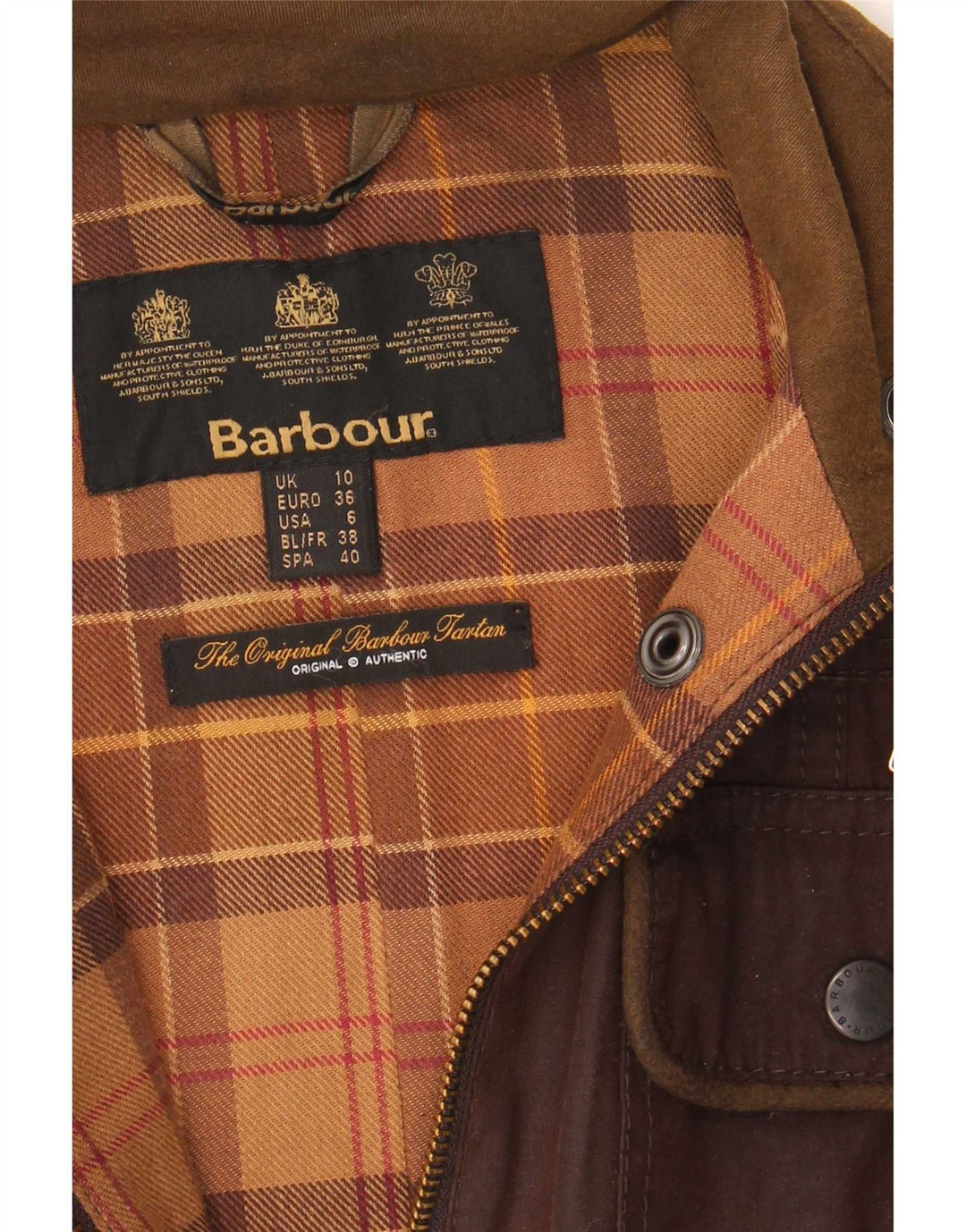 Женская куртка Barbour из вощеного хлопка UK 10, маленькая коричневая