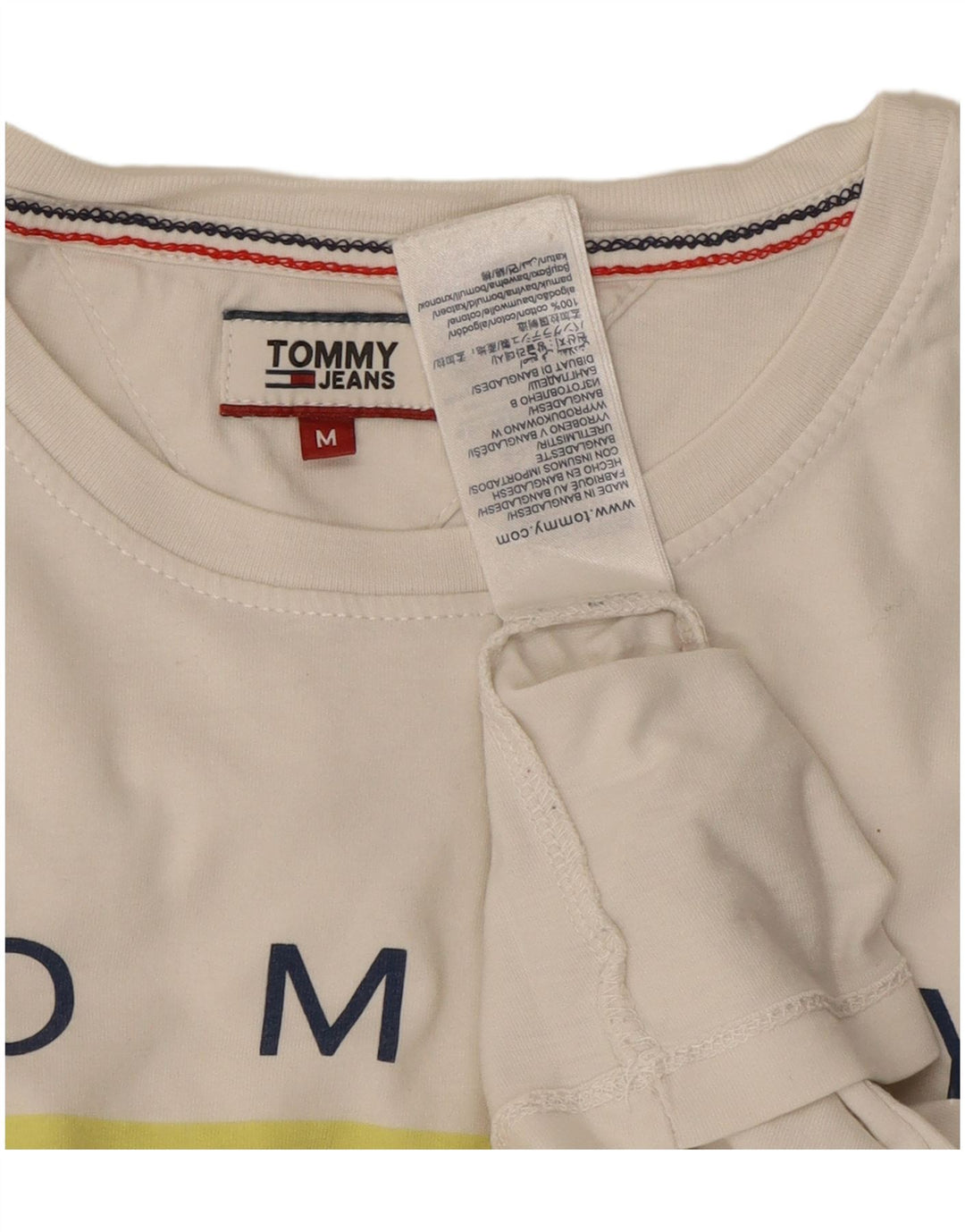 TOMMY HILFIGER Женская футболка с рисунком Top UK 14 Средний Белый Хлопок