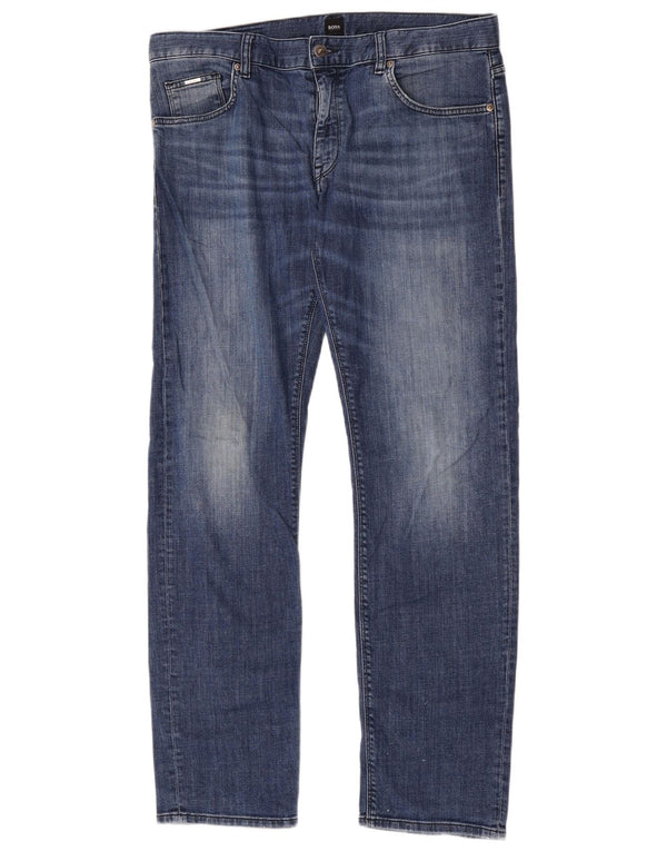Мужские узкие джинсы-стрейч Hugo Boss W34 L32, синий хлопок