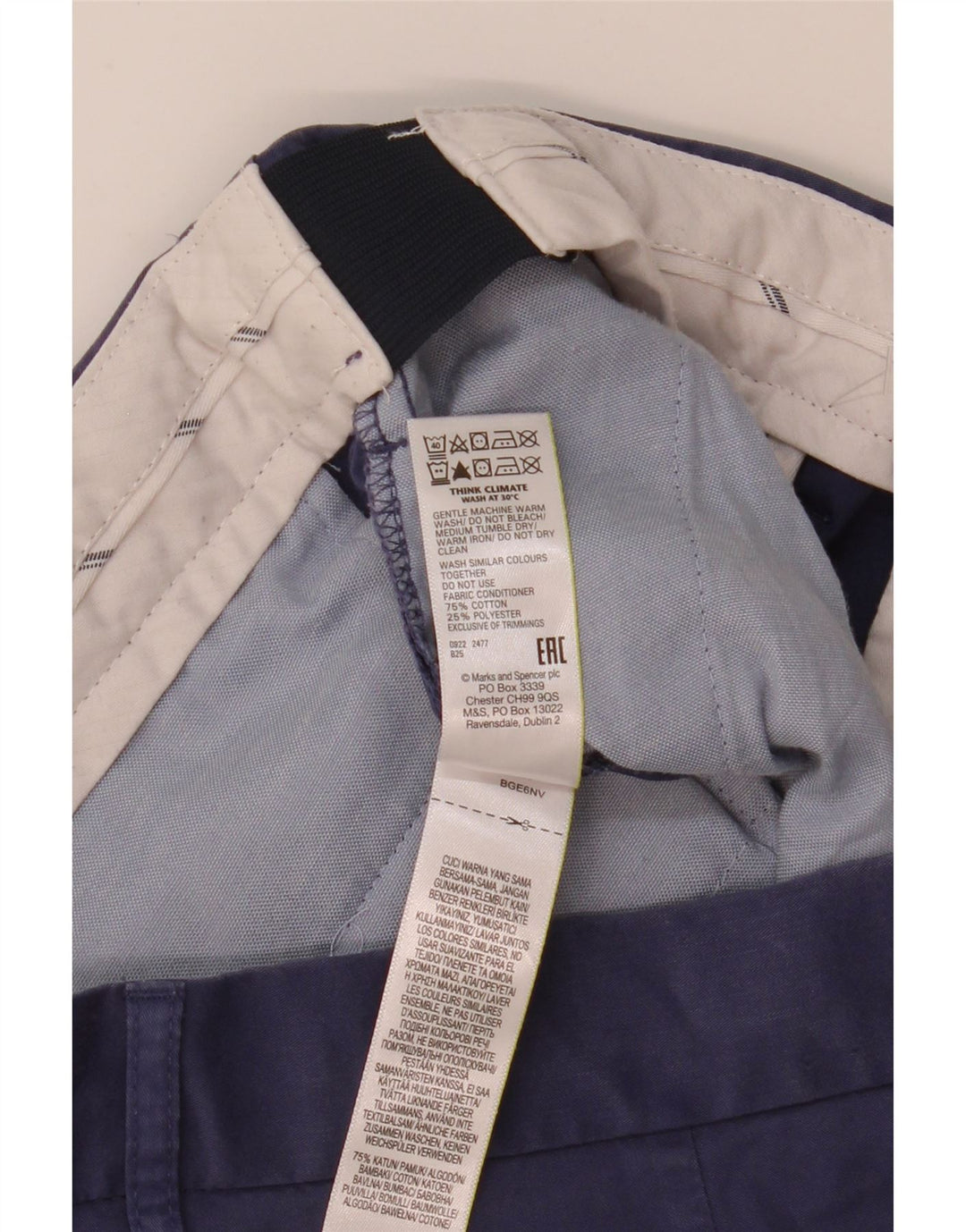 Мужские шорты-чиносы Marks & Spencer W34, большие, темно-синие, хлопковые