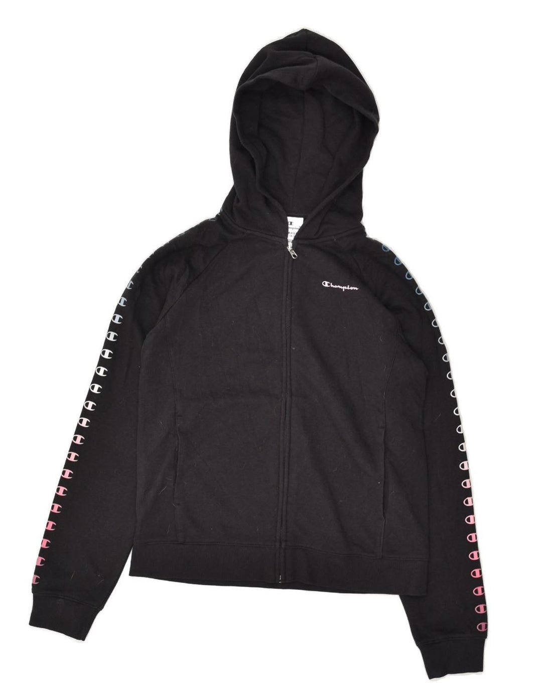 CHAMPION Boys Graphic Zip Hoodie Sweater 13-14 Years XL  Black Cotton | Vintage Champion | Thrift | Second-Hand Champion | Used Clothing | Messina Hembry 
