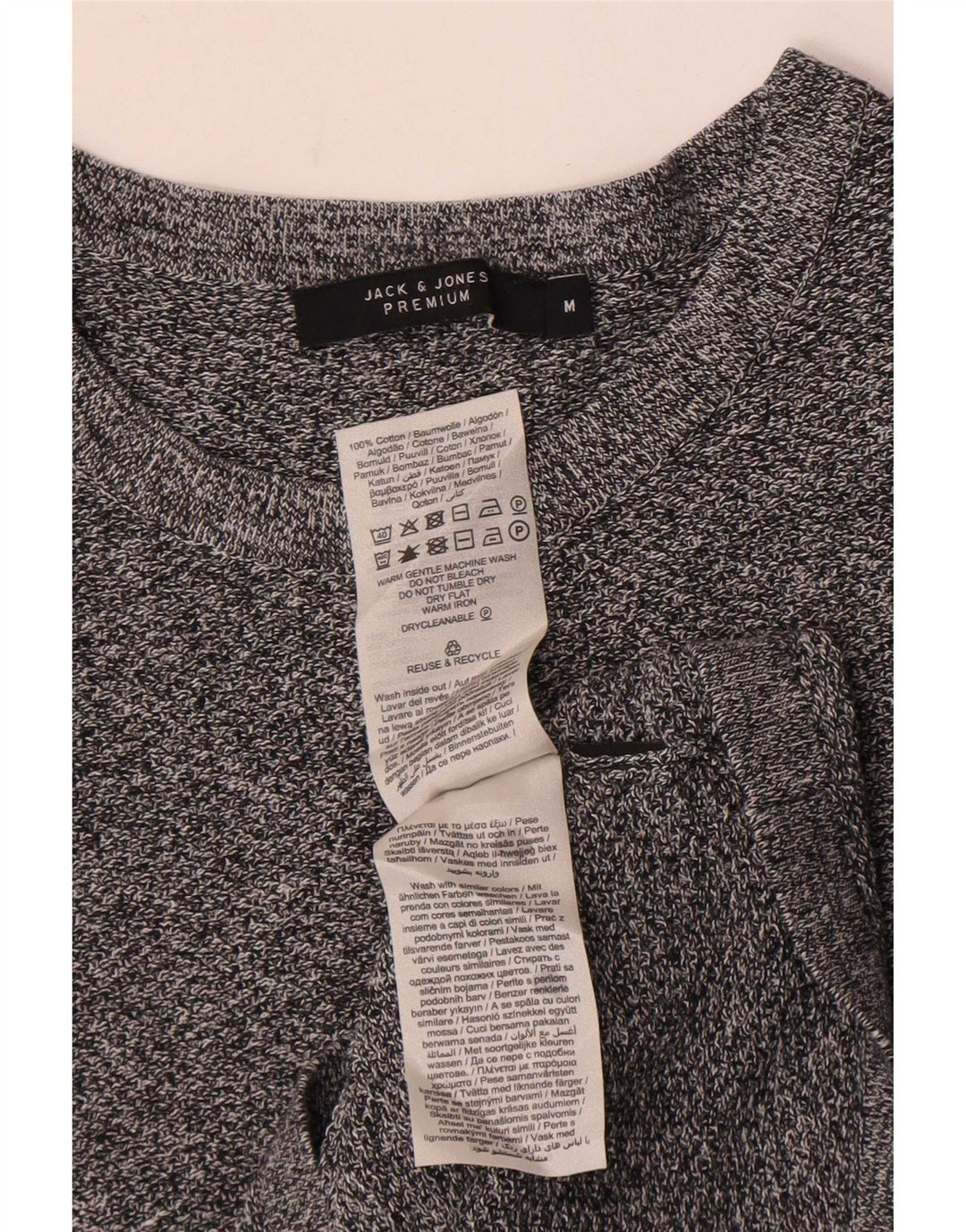 Мужской топ Jack & Jones с длинным рукавом, средний серый хлопок в крапинку