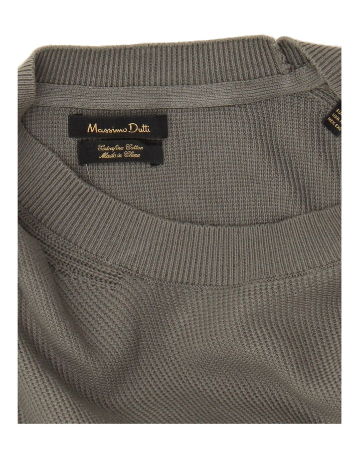 MASSIMO DUTTI Mens Crew Neck Jumper Sweater XL Grey Cotton Vintage Massimo Dutti and Second-Hand Massimo Dutti from Messina Hembry 