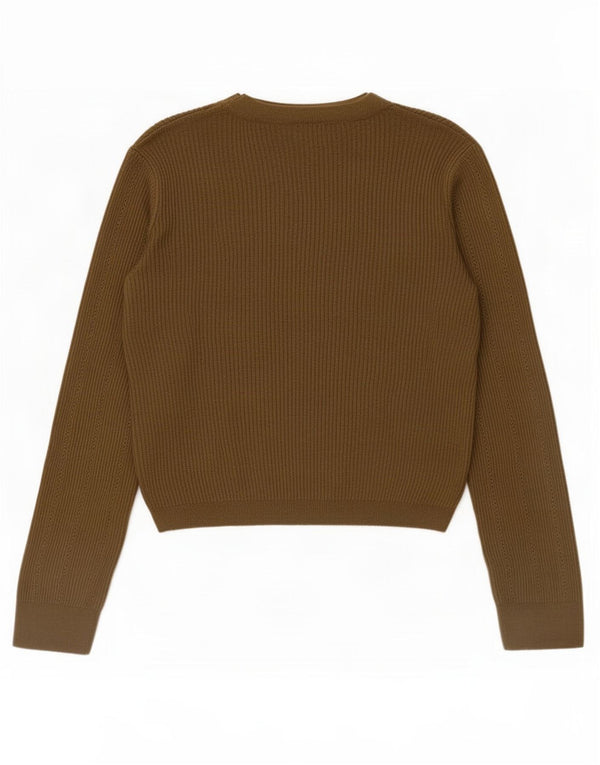 Женский укороченный джемпер с вырезом лодочкой Topshop UK 14, большой цвет хаки, вискоза