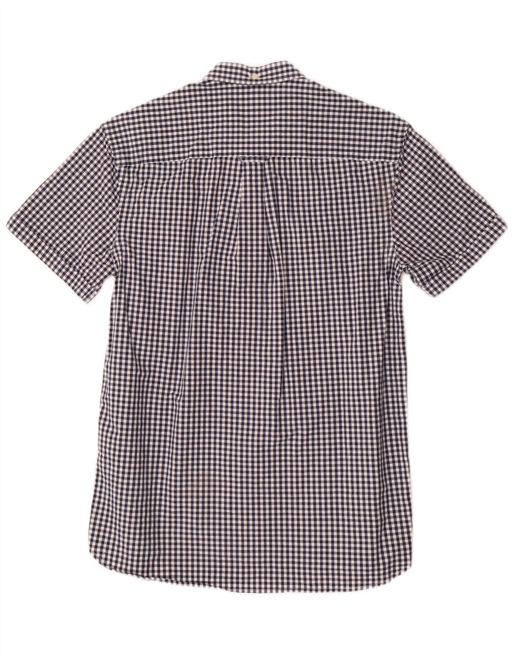 Мужская рубашка с коротким рукавом Lyle & Scott, маленькая синяя, хлопковая, классическая, в мелкую клетку
