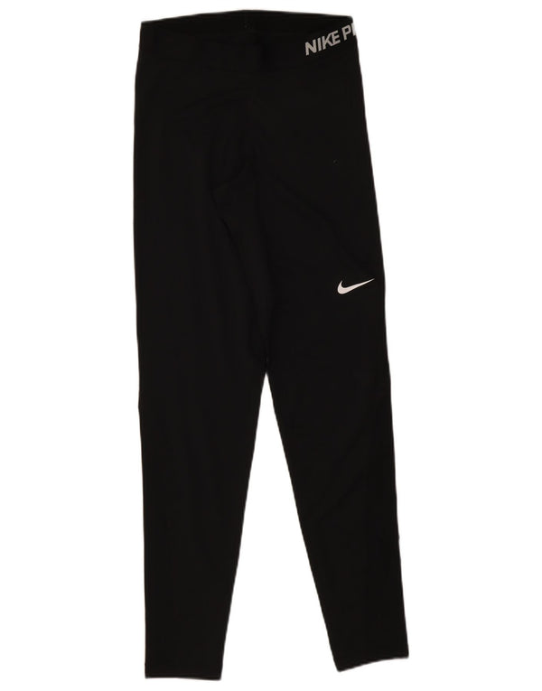 Женские леггинсы с рисунком Nike Dri Fit UK 12, средний черный, полиэстер