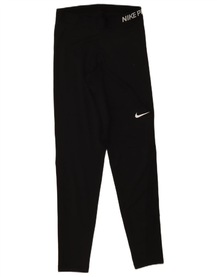 Женские леггинсы с рисунком Nike Dri Fit UK 12, средний черный, полиэстер