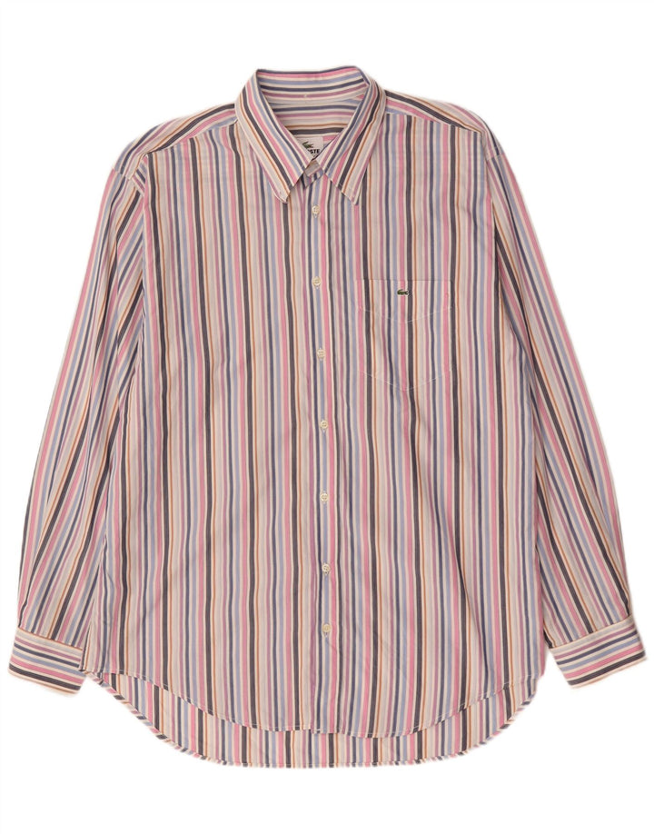 Мужская рубашка LACOSTE, размер 44 XL, хлопок в разноцветную полоску