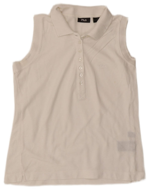 Женская рубашка-поло без рукавов Fila UK 14, средний белый хлопок, хлопок