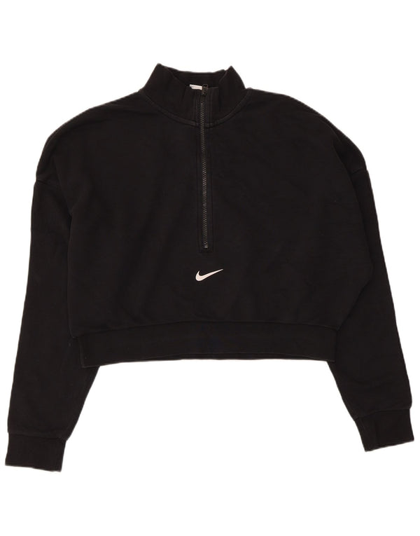 Женский укороченный свитшот с воротником на молнии большого размера Nike UK 16, большой черный