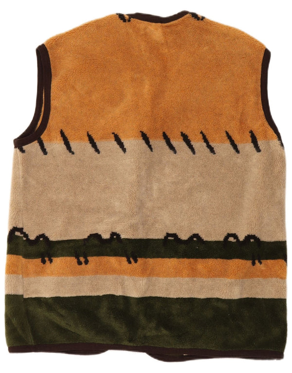 Винтажный женский флисовый жилет UK 20, размер 2XL, разноцветный полиэстер с цветными блоками