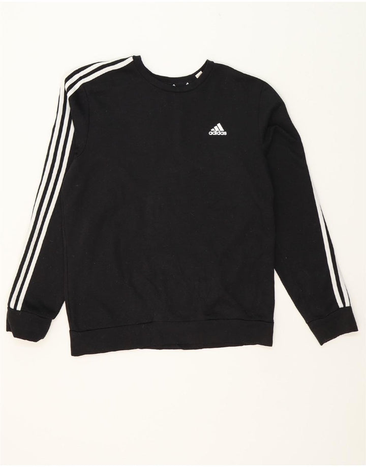 ADIDAS Womens Sweatshirt Jumper UK 14 Medium Black Polyester Vintage Adidas and Second-Hand Adidas from Messina Hembry 