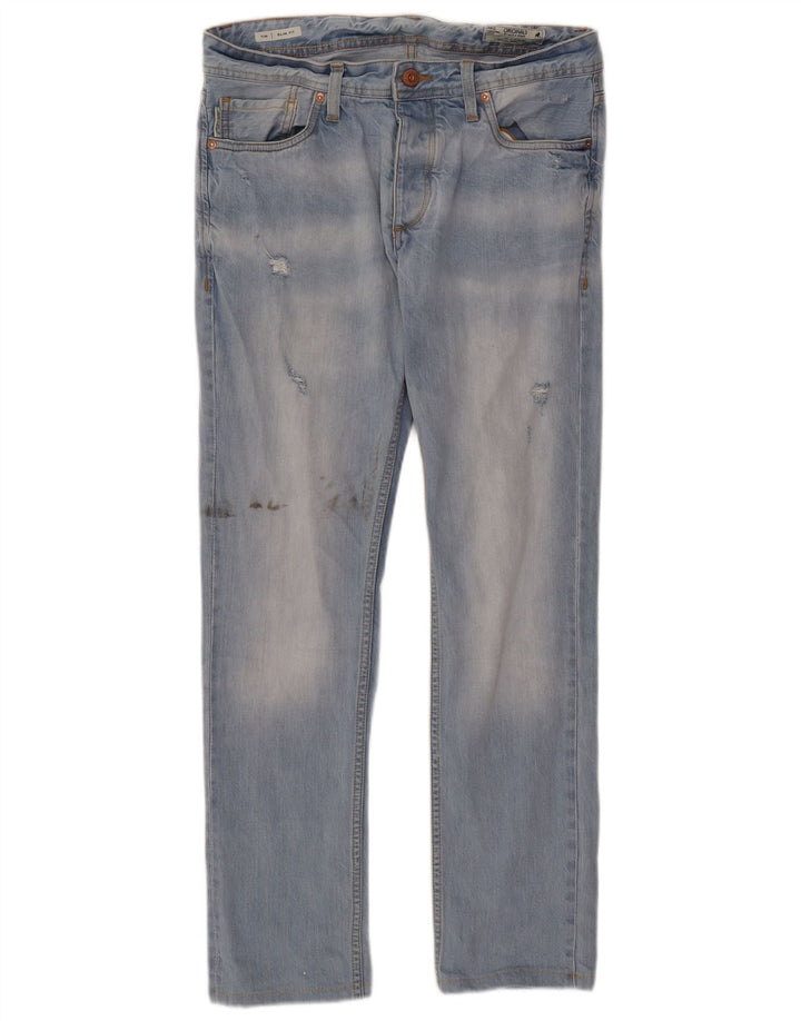 Мужские потертые узкие джинсы Jack & Jones Tim W34 L31 синие