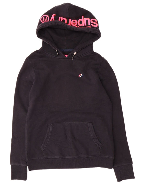 SUPERDRY Женский джемпер с капюшоном с рисунком UK 12, средний темно-синий, хлопок