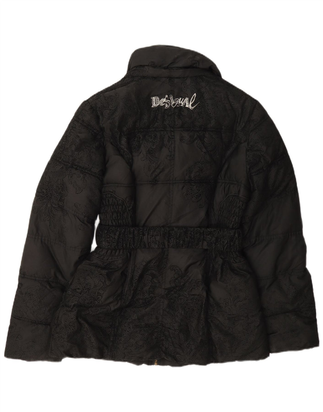 Женская стеганая куртка Desigual с графическим рисунком EU 40, средний черный полиэстер с узором пейсли