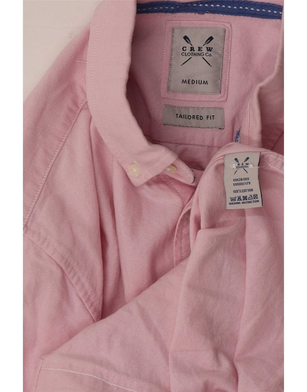 Crew Clothing Мужская приталенная рубашка из хлопка среднего розового цвета