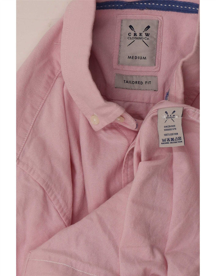 Crew Clothing Мужская приталенная рубашка из хлопка среднего розового цвета