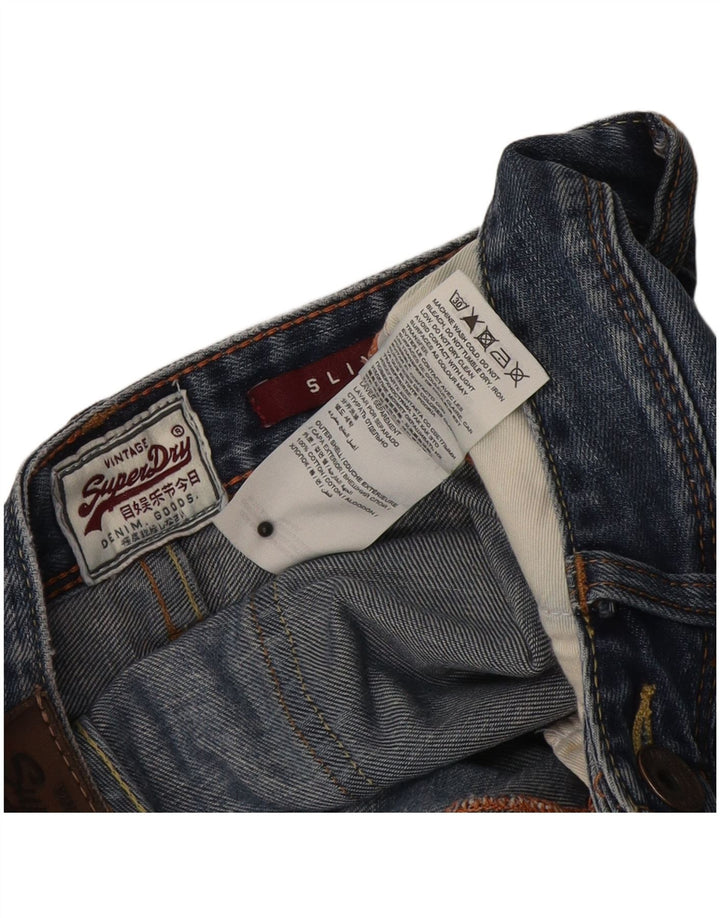 Женские потертые узкие джинсы Superdry W28 L32, синий хлопок