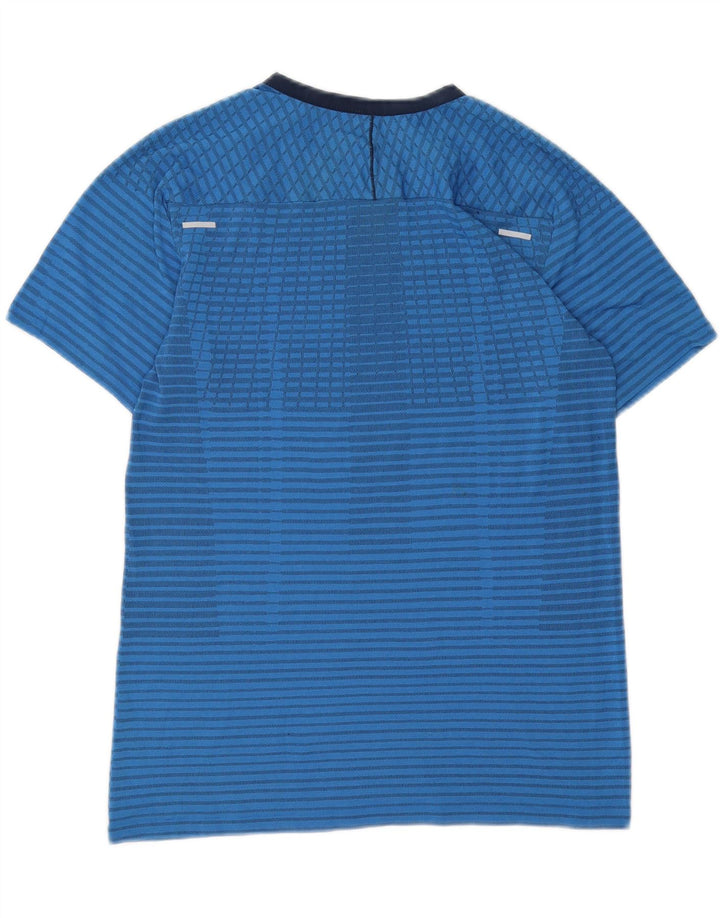 NIKE Mens Dri Fit T-Shirt Top Small Blue Striped Polyester