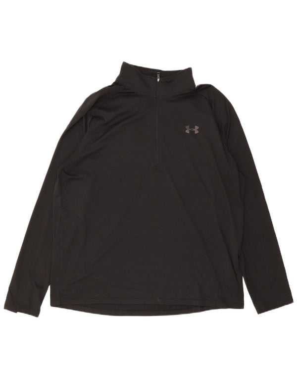 Under Armour Mens Zip Neck Loose Fit Top Long Sleeve XL Black Polyester