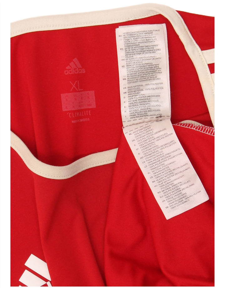 Мужская футболка ADIDAS Climalite Top XL, красный полиэстер с цветными блоками