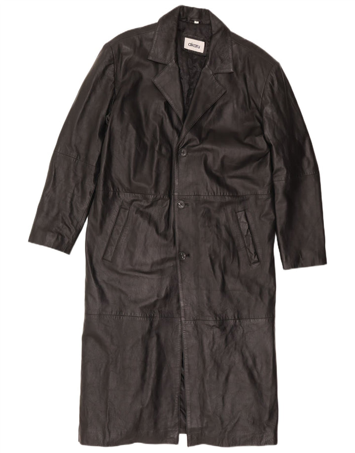 Мужское кожаное пальто EU 50, большое черное кожаное