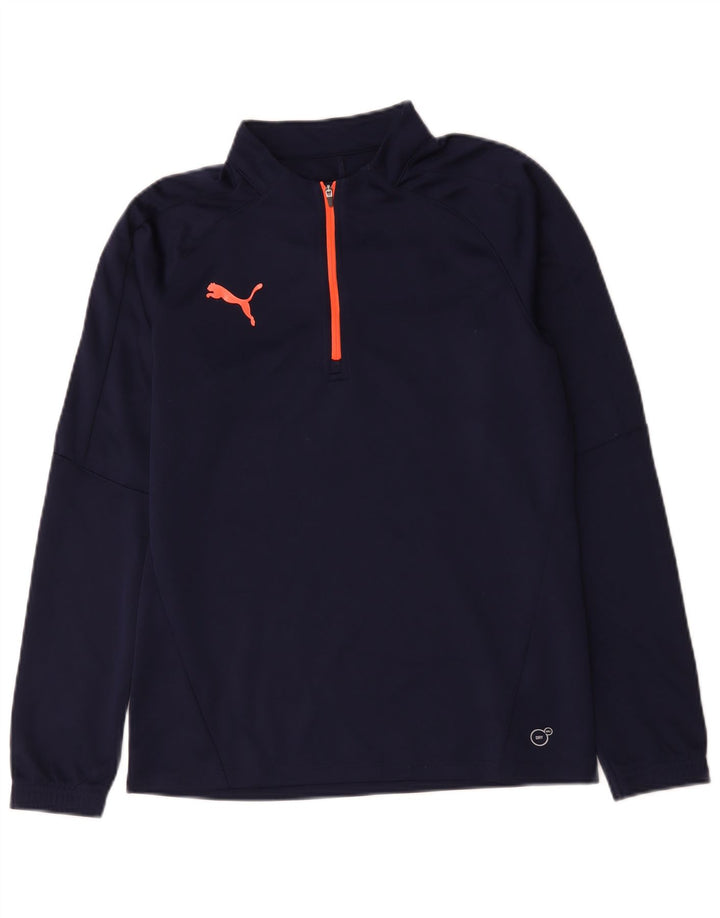 Мужской пуловер с воротником на молнии Puma, маленький темно-синий полиэстер