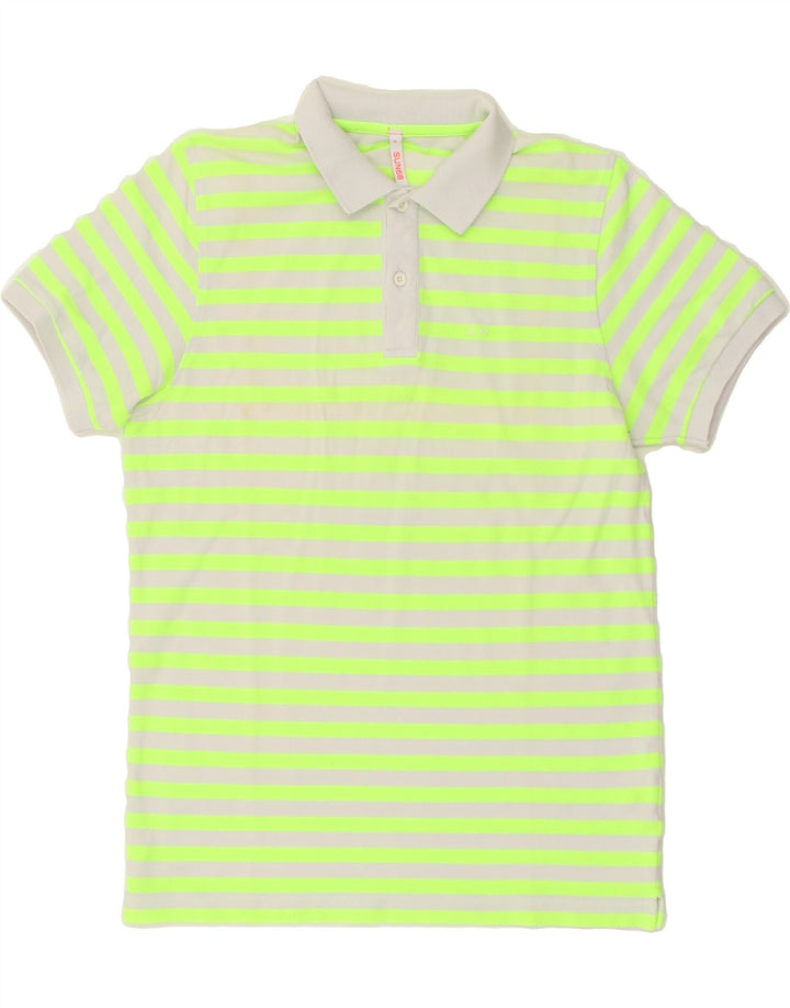 SUN68 Mens Polo Shirt Medium Green Striped Cotton | Vintage Sun68 | Thrift | Second-Hand Sun68 | Used Clothing | Messina Hembry 