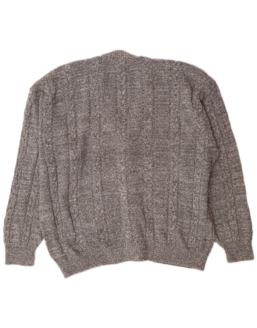 Винтажный мужской кардиган-свитер IT 52, большой серый хлопок в крапинку, классический